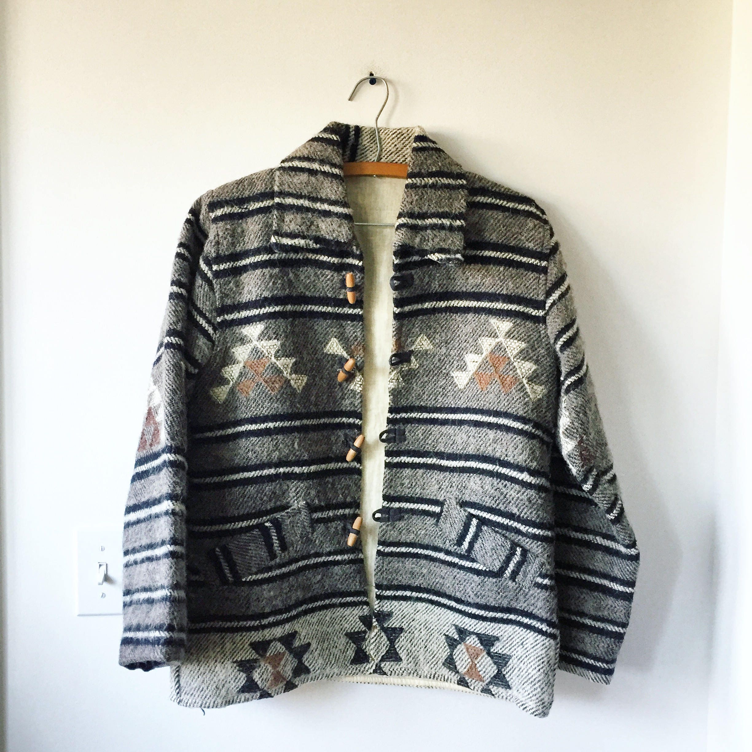 Vintage Ethnic Blanket Coat, Wool BOHO Jacket
