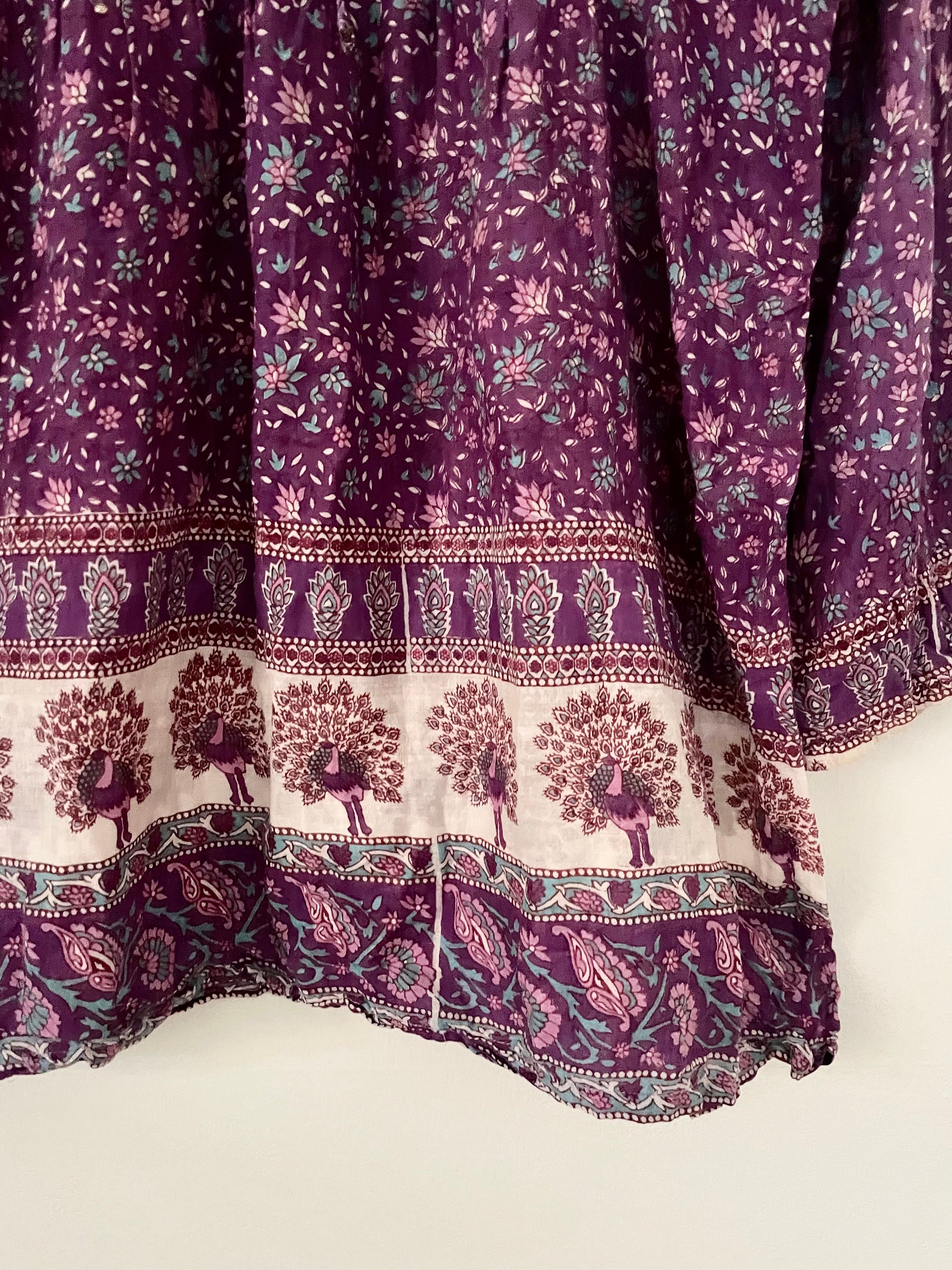 Vintage Indian Cotton Gauze Blouse , Gauze Top , Block Print India Blouse