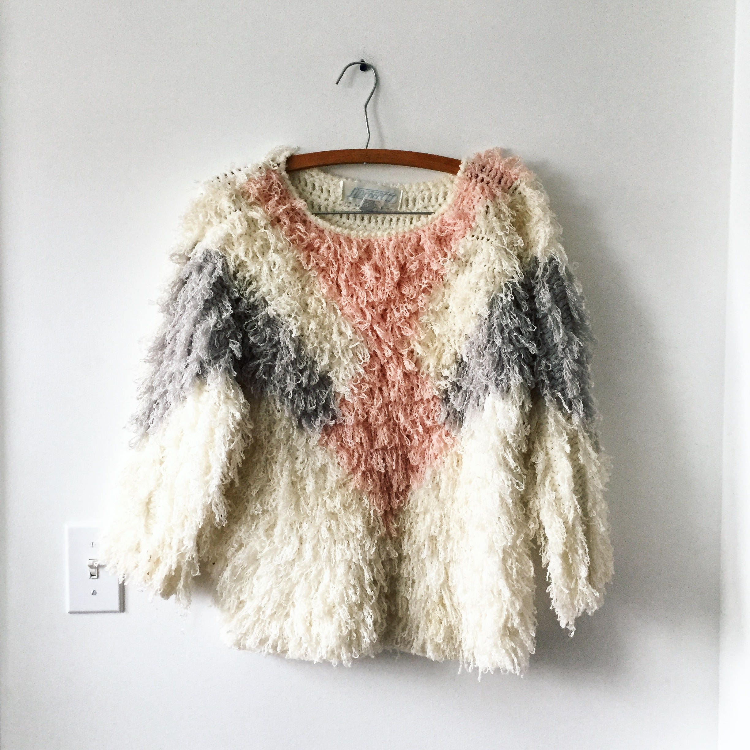 Vintage Shaggy Loop Yarn Sweater , Shaggy Sweater