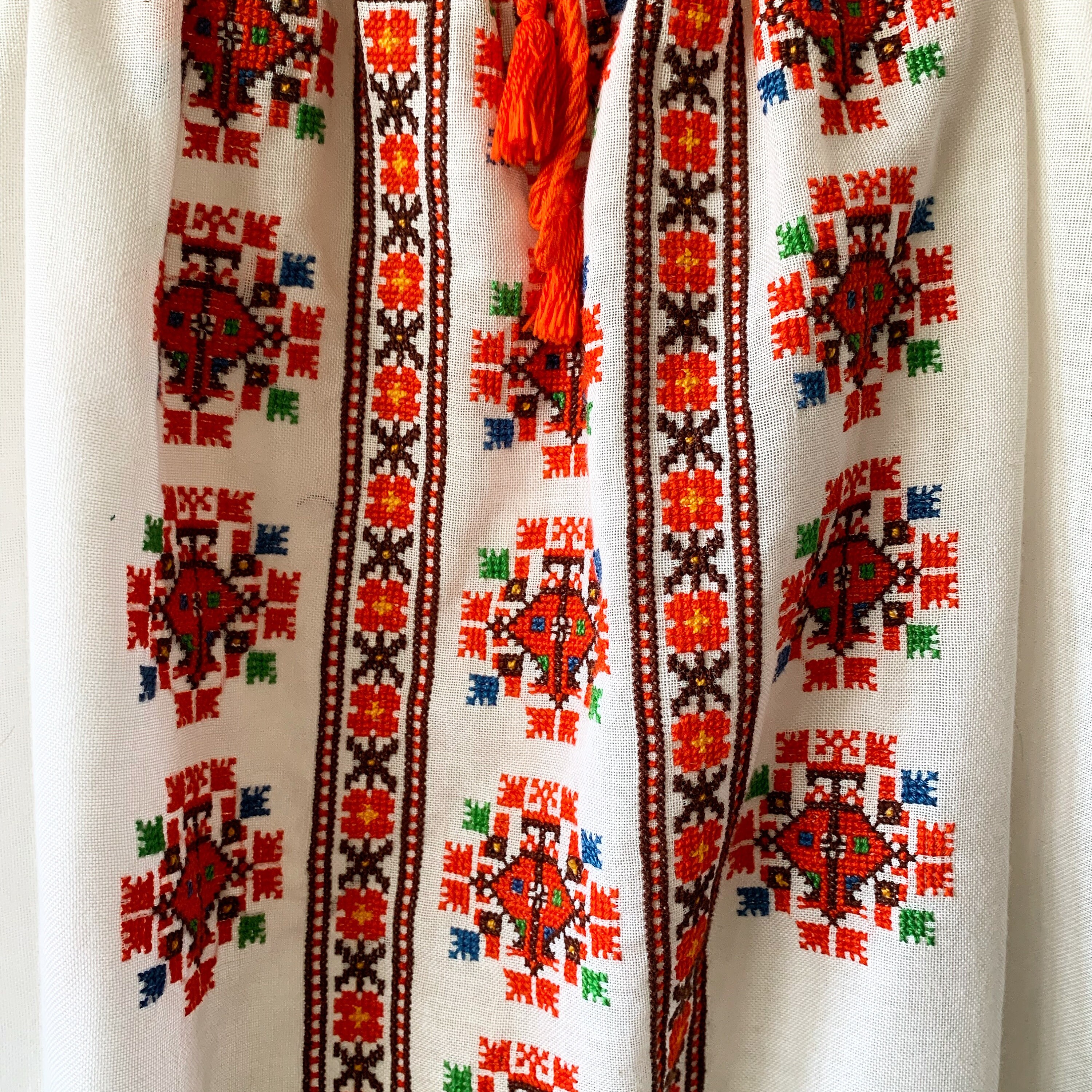 Vintage Ukrainian Embroidered Folk Blouse , Peasant Top , BOHO Blouse