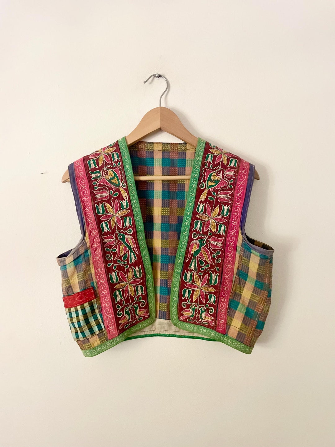 Vintage Ethnic Embroidered Vets, Indian Hand Loomed Vest , India Vest ...
