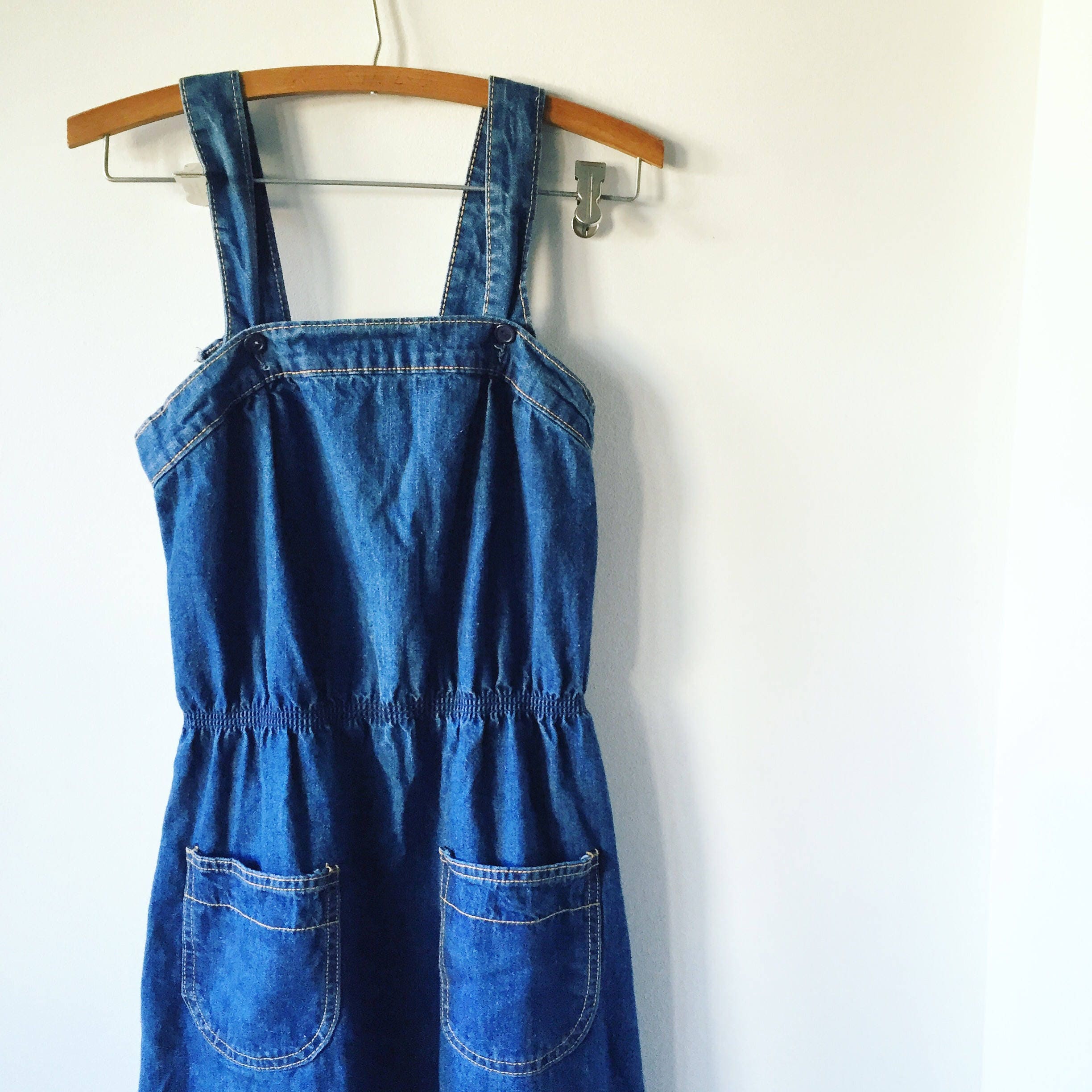 Vintage 70s Denim Overall Dress