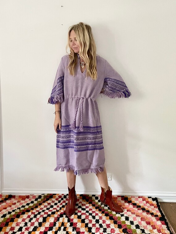 Vintage Loomed Ethnic Caftan , Ethnic Midi Dress … - image 3