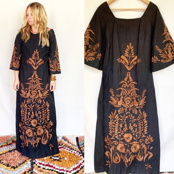 Vintage Ethnic Mexican Peacock Kaftan , Ethnic Emb