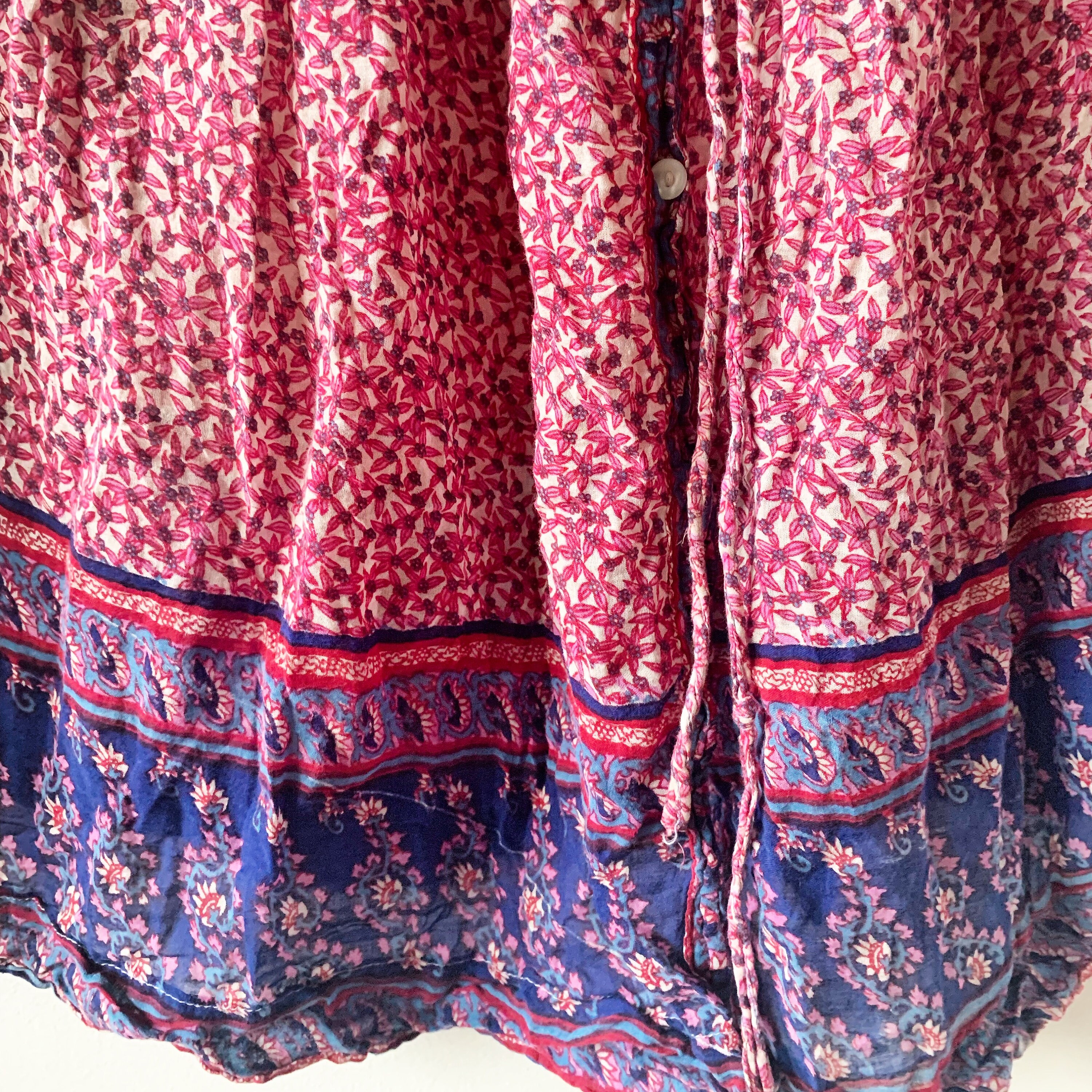 Vintage India Cotton Gauze Skirt , Indian Cotton Midi Skirt