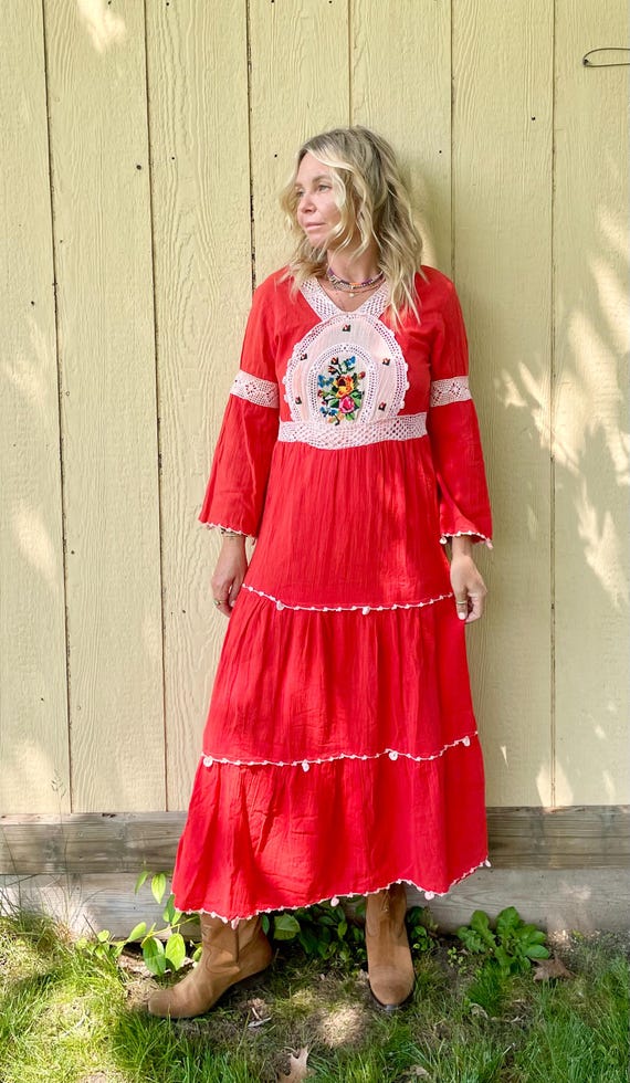 Crochet Vestido Tipo Huipil Rn00123 Vestido Artesanal Salida De