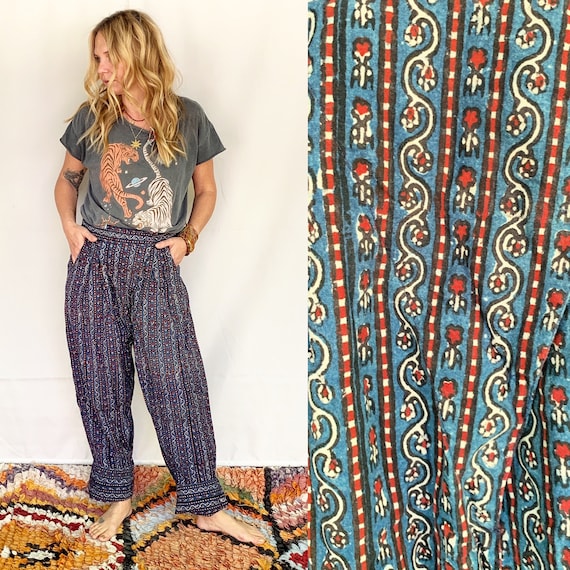 Vintage Anokhi Block Print Pants , Drop Crotch Ind