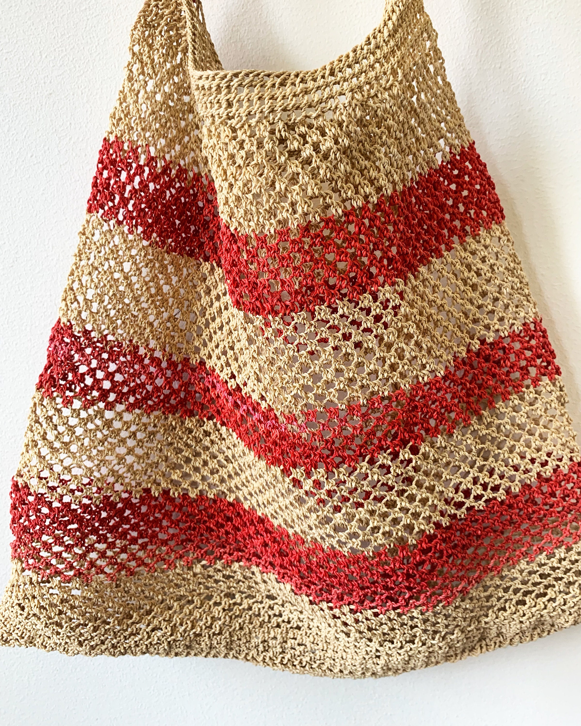 Vintage Woven Bilum Bag , Woven Beach Bag
