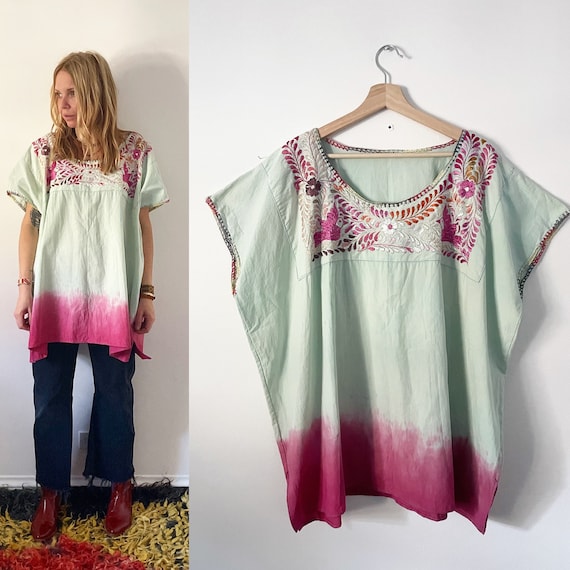 Vintage Mexican Huipil Top, Huipil Tunic , Embroid