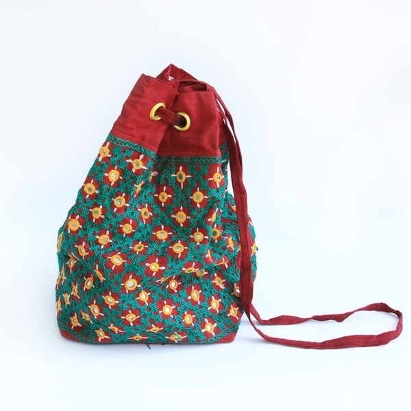 Vintage Ethnic Mirrored Hand Embroidered  Pouch