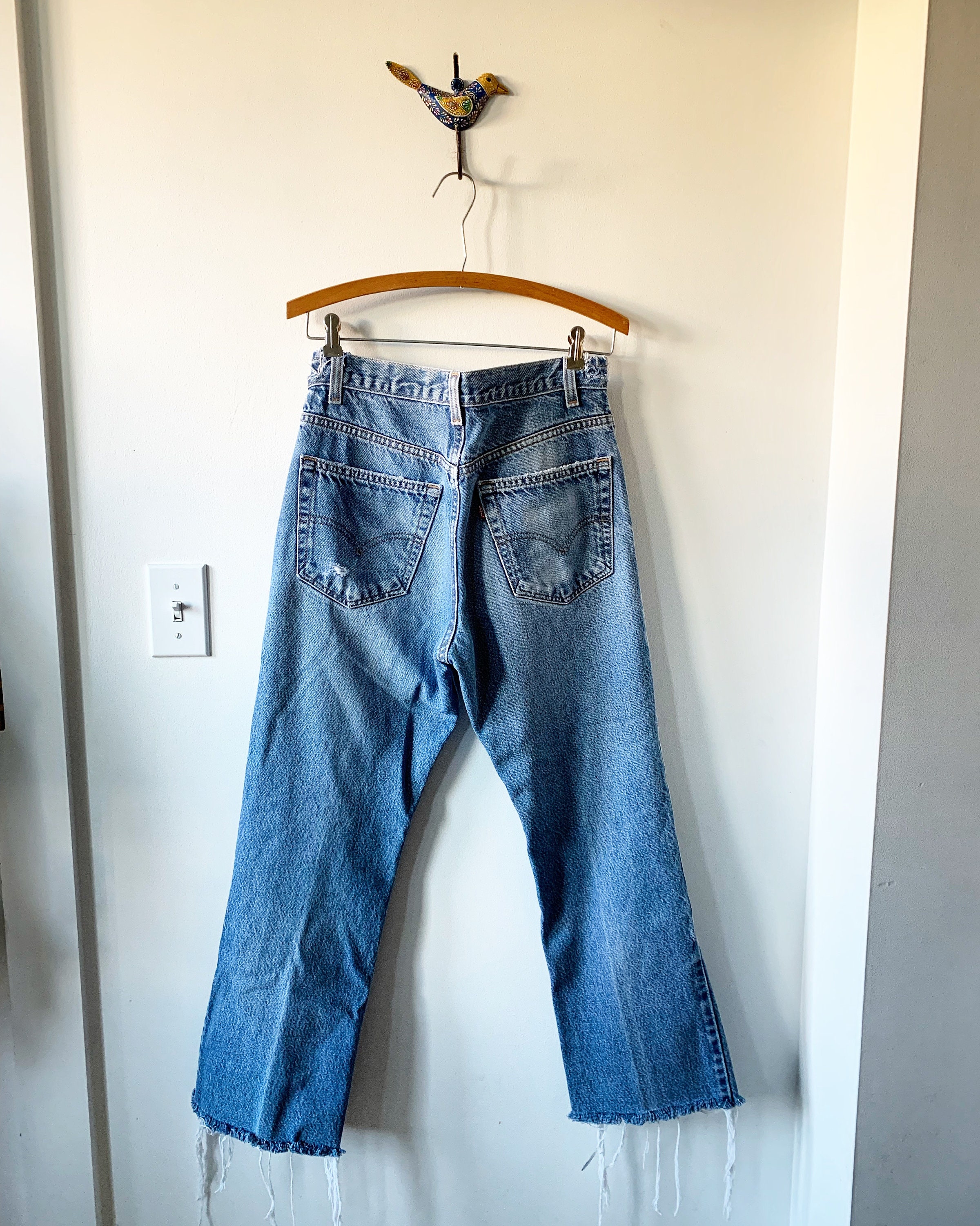 Vintage Levi's 517 Kick Flare Jeans, Reworked Denim Jeans , Trashed Levi's