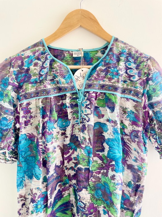 Vintage 70s Indian Cotton Gauze Dress ,  Indian M… - image 2