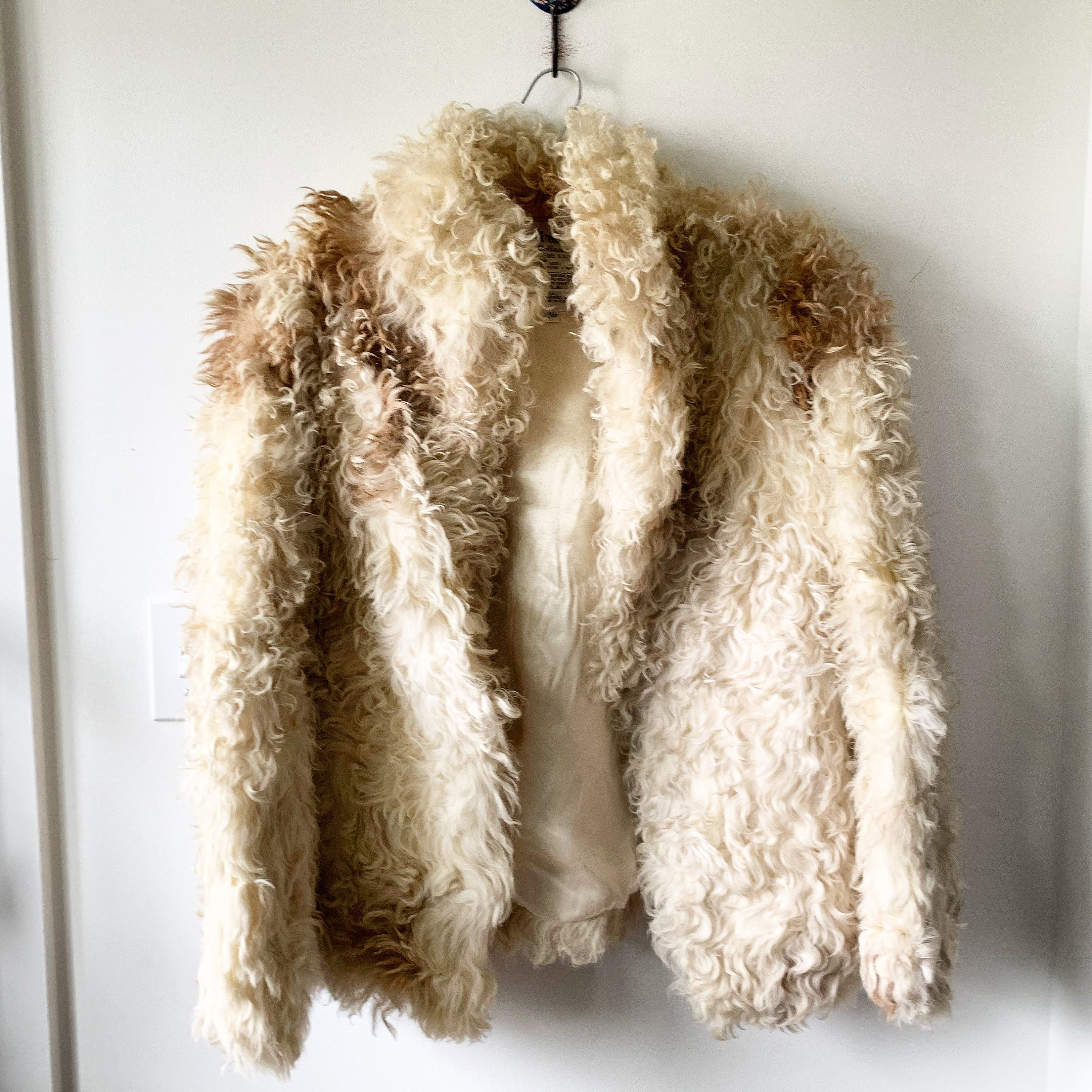 SOLD please don’t buy// Vintage Curly Lamb Coat , Shaggy Fur Coat ...