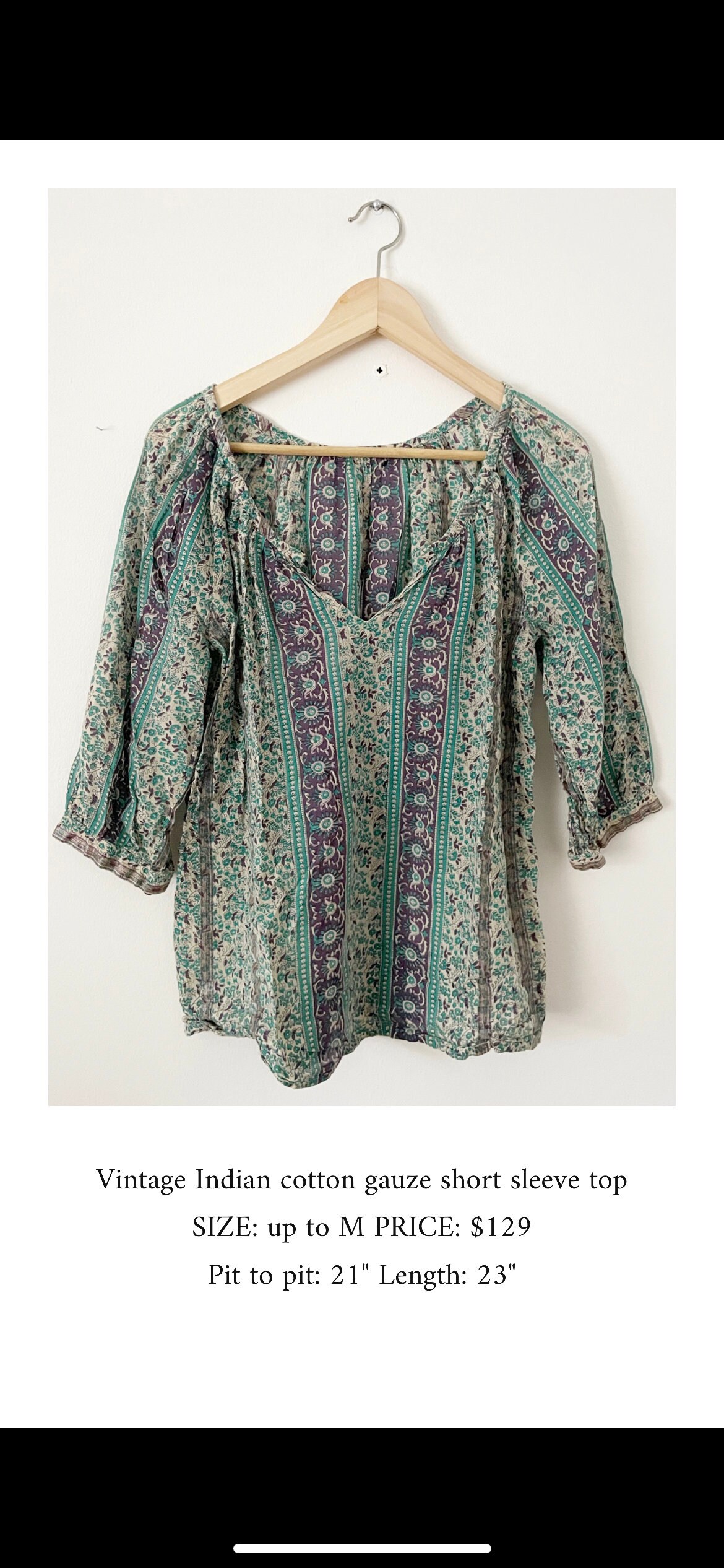 Vintage Indian Cotton Gauze Blouse , Gauze Top , Block Print India Blouse