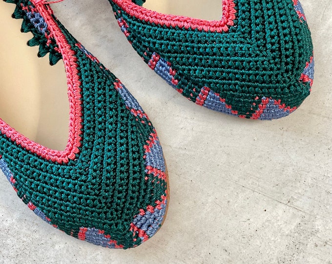 Hand Crochet Flats , Hand Crochet Ankle Wrap Shoes, Ballerina Flats , Ballet Flats , Hand Made Shoes, Bohemian Flats