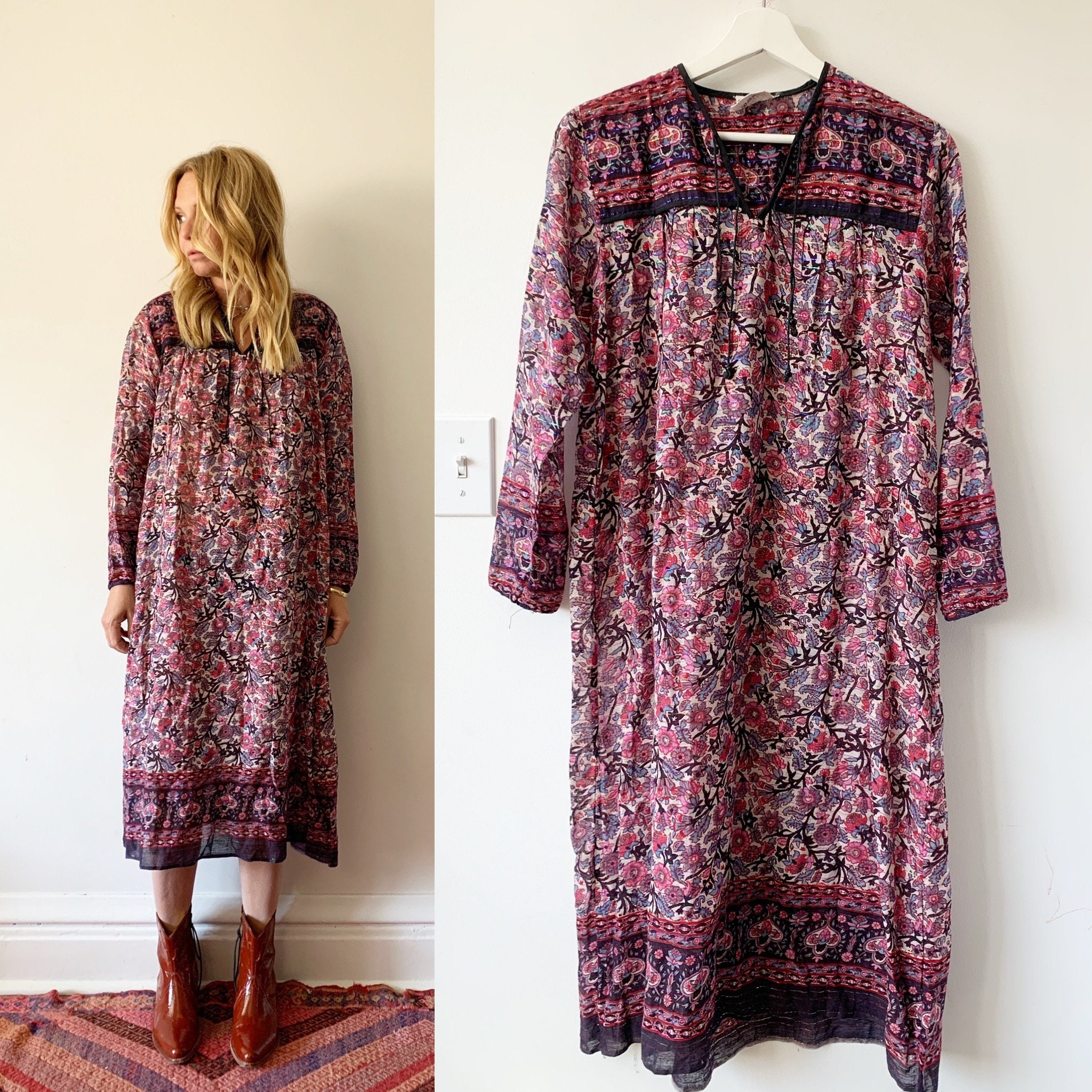 vintage indian cotton gauze dress