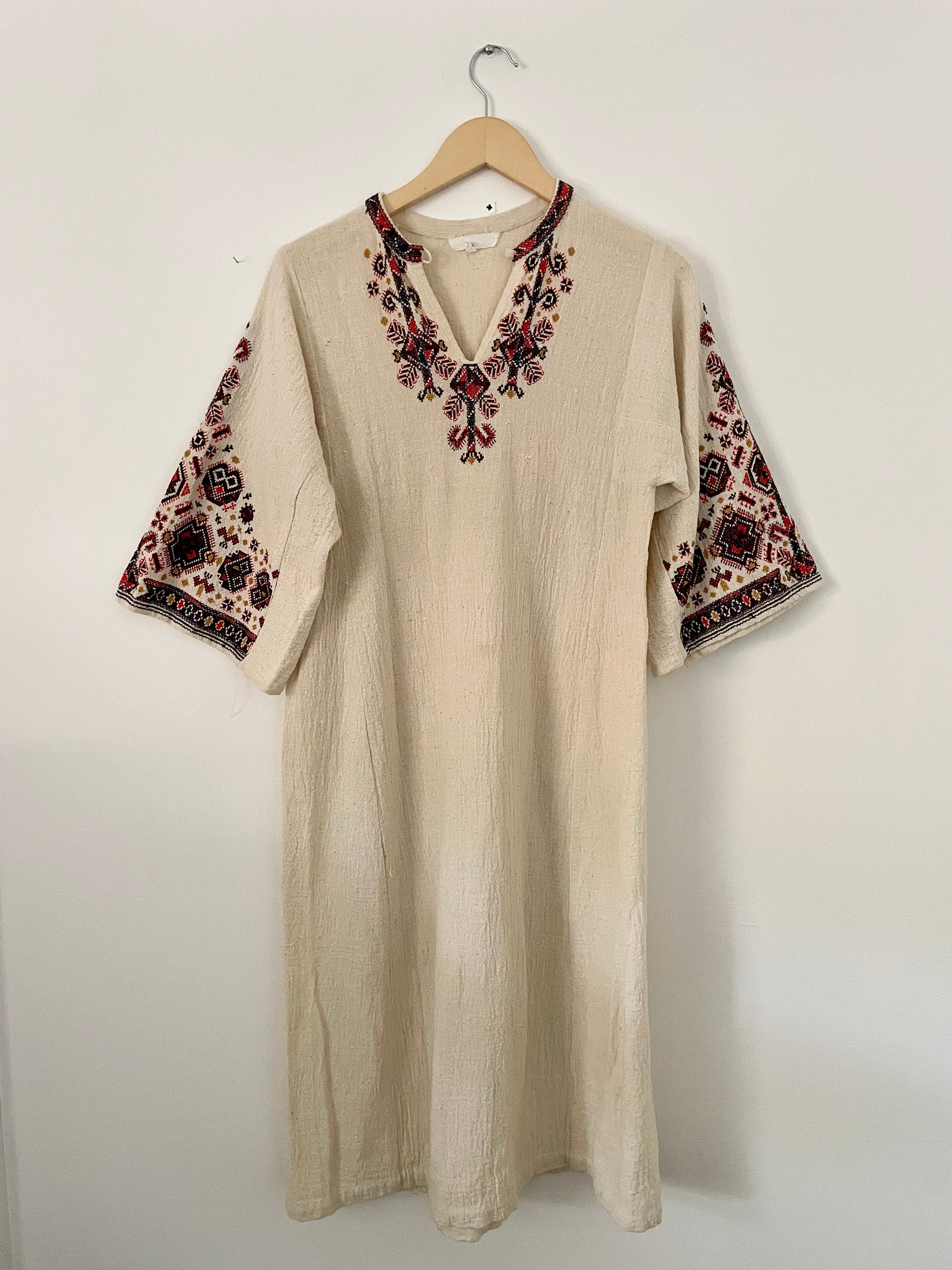 Vintage Eastern European Folk Dress , Vintage White Cotton Dress ...