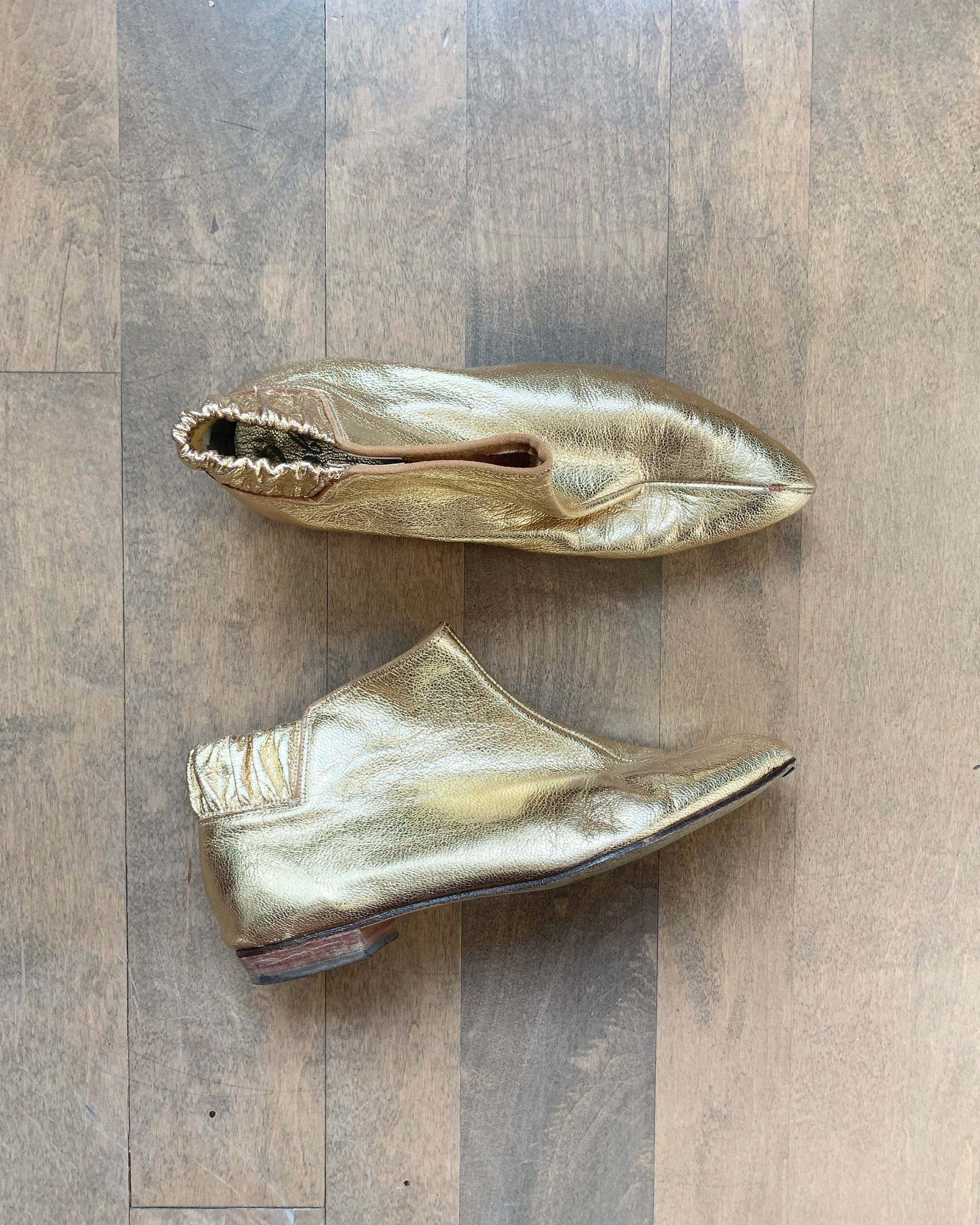 booties with gold trim