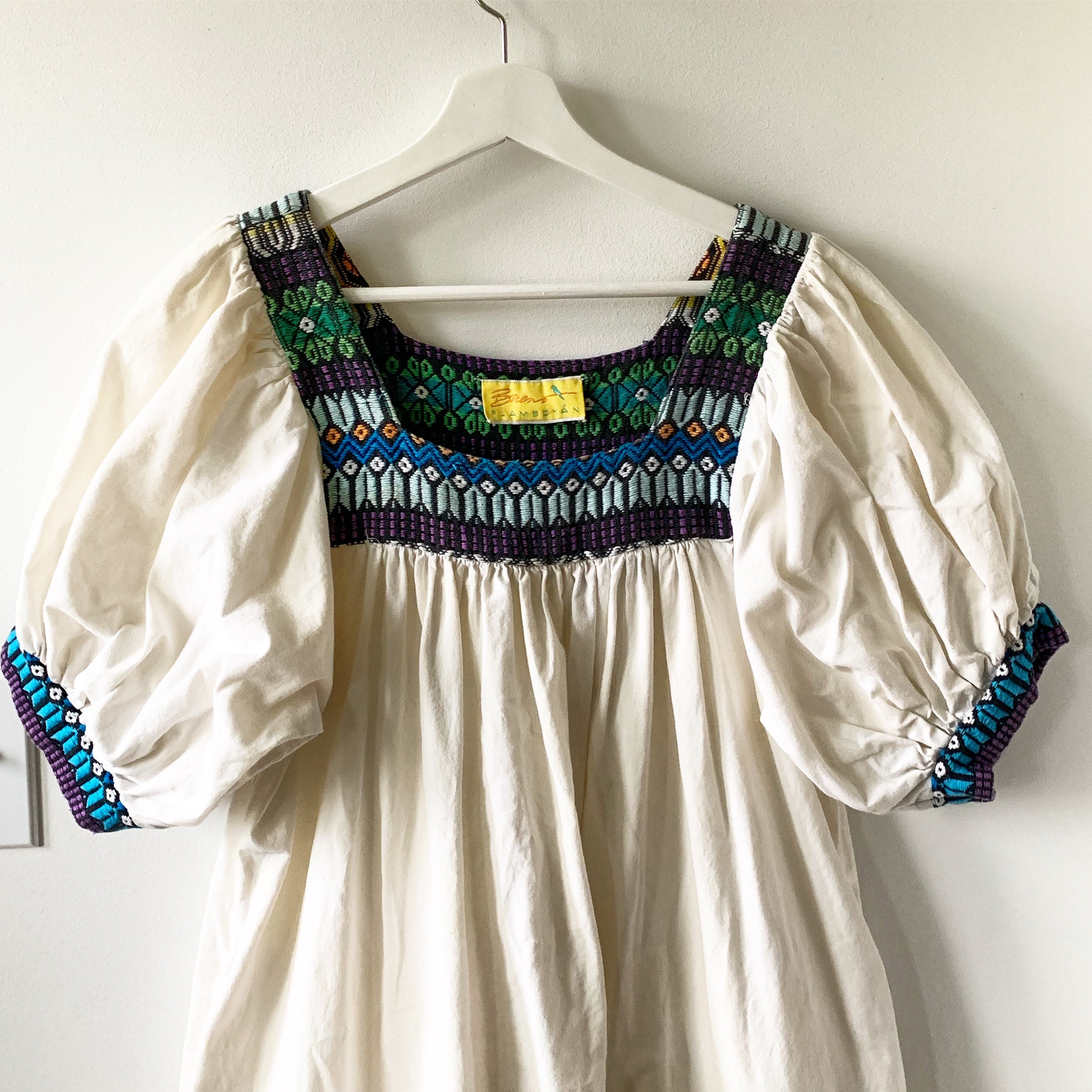 Vintage Guatemalan Dress , White Midi Dress