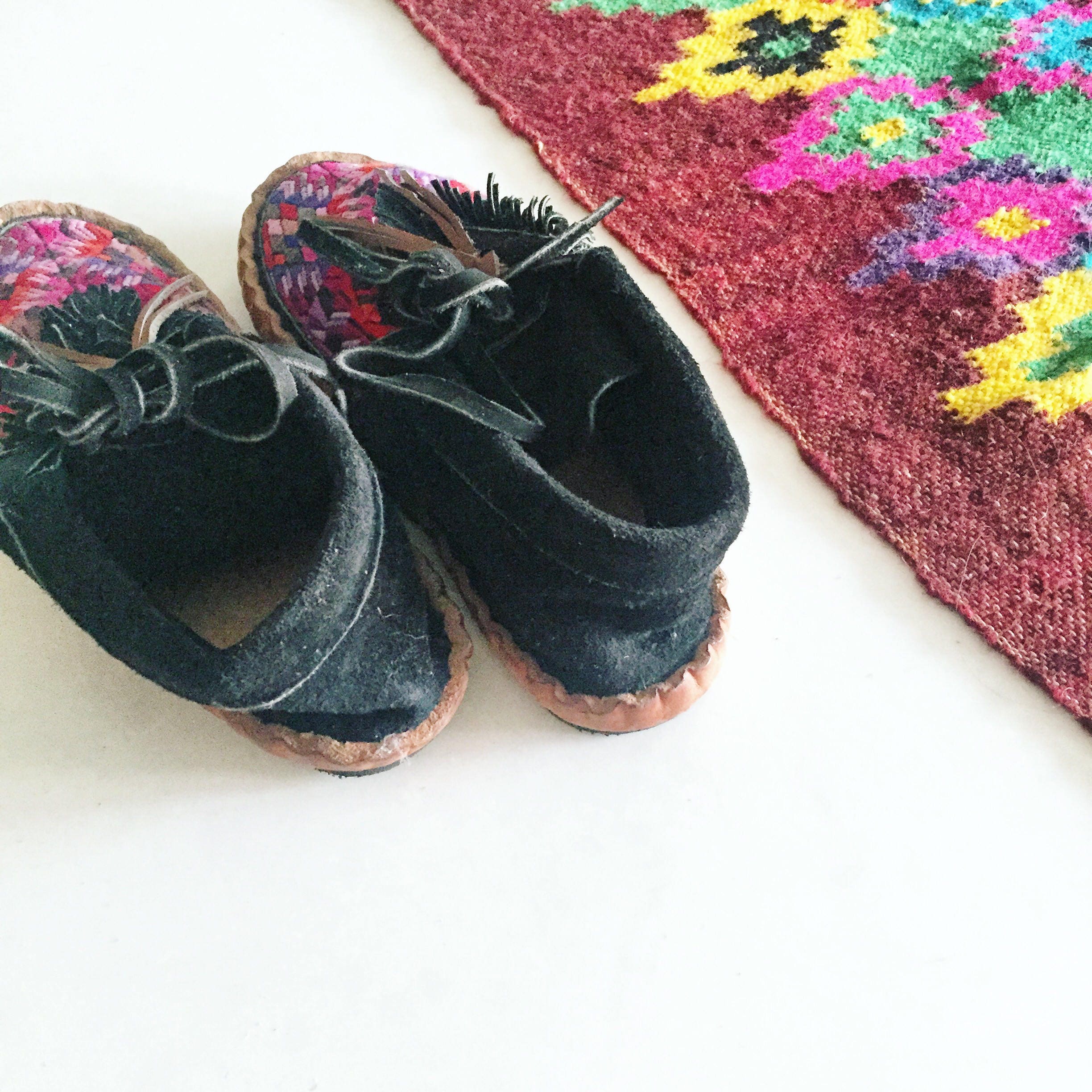 Handmade Suede and Textile Moccasins , Leather Moccasins