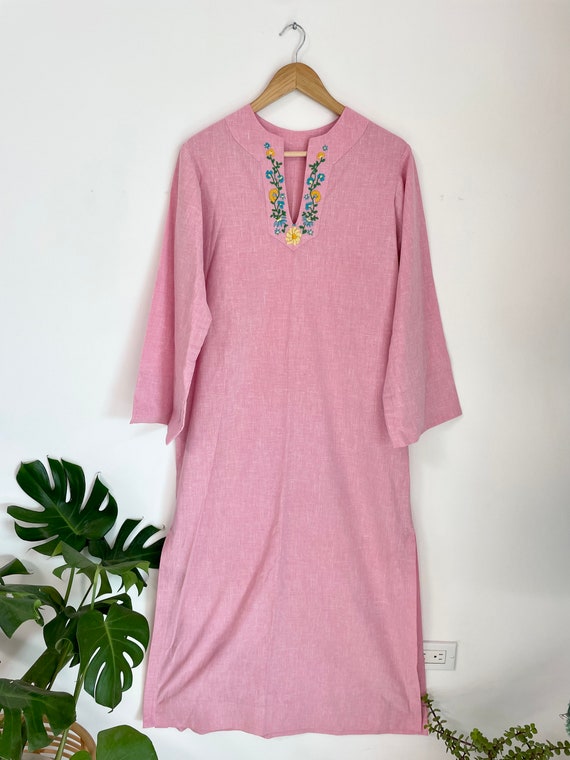 Vintage Embroidered Cotton Kaftan , Pakistani Cot… - image 2