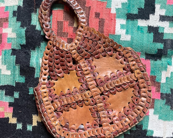 Vintage 70s Woven Leather Bag – Bohemian Chain Link Purse
