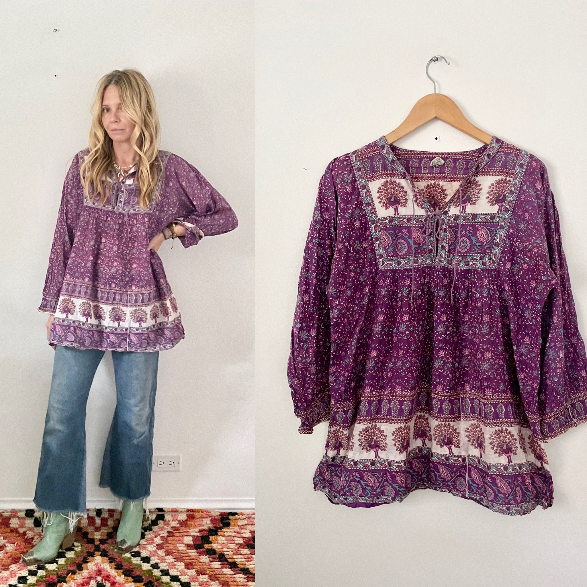 Vintage Indian Cotton Gauze Blouse , Gauze Top , Block Print India Blouse