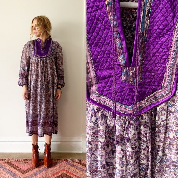 Vintage India Cotton Gauze Dress , Indian Cotton
