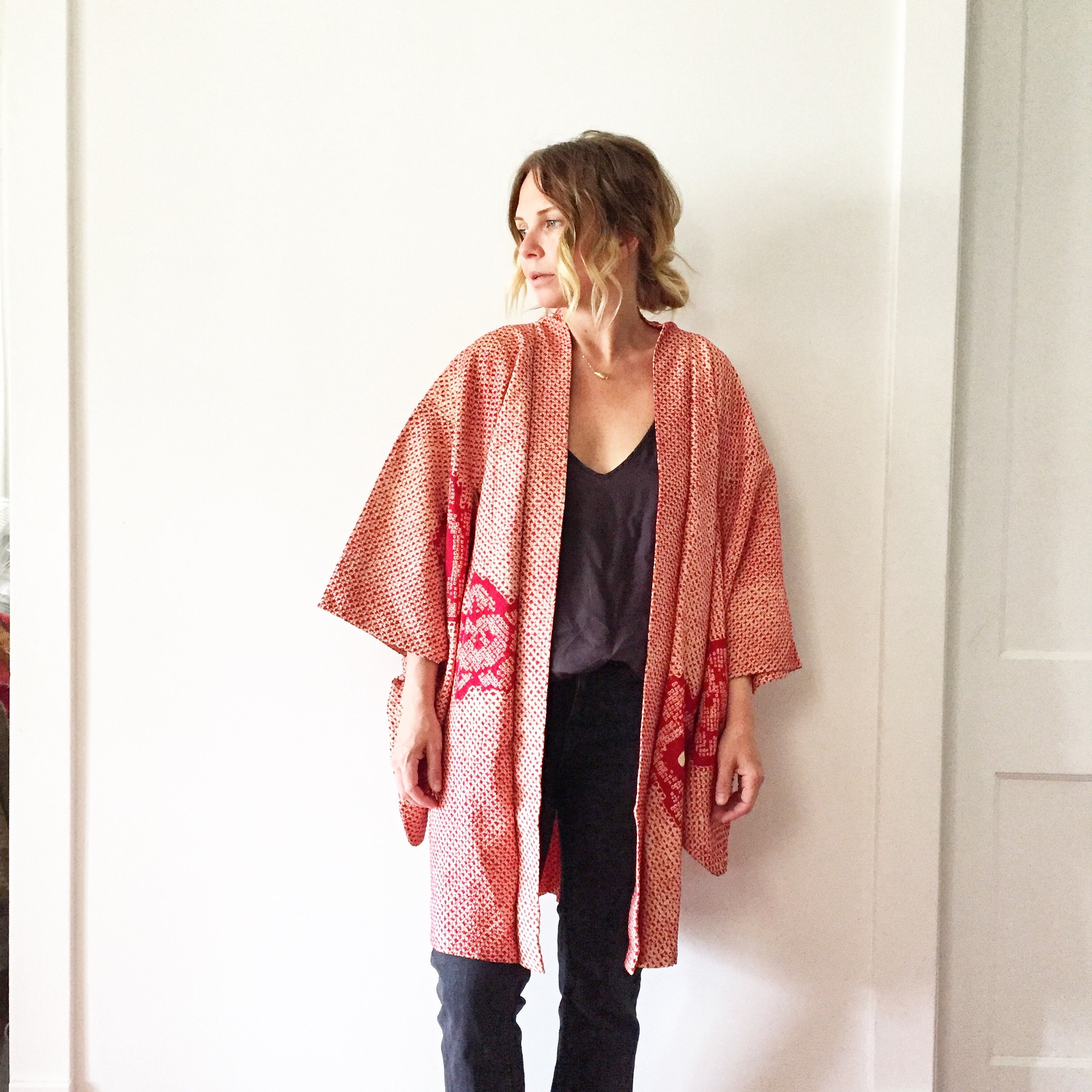 Vintage Silk Japanese Kimono, Silk Kimono , Layering Jacket