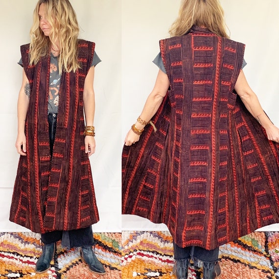 Vintage 80s Anokhi Quilted Maxi Vest , Anokhi Quil