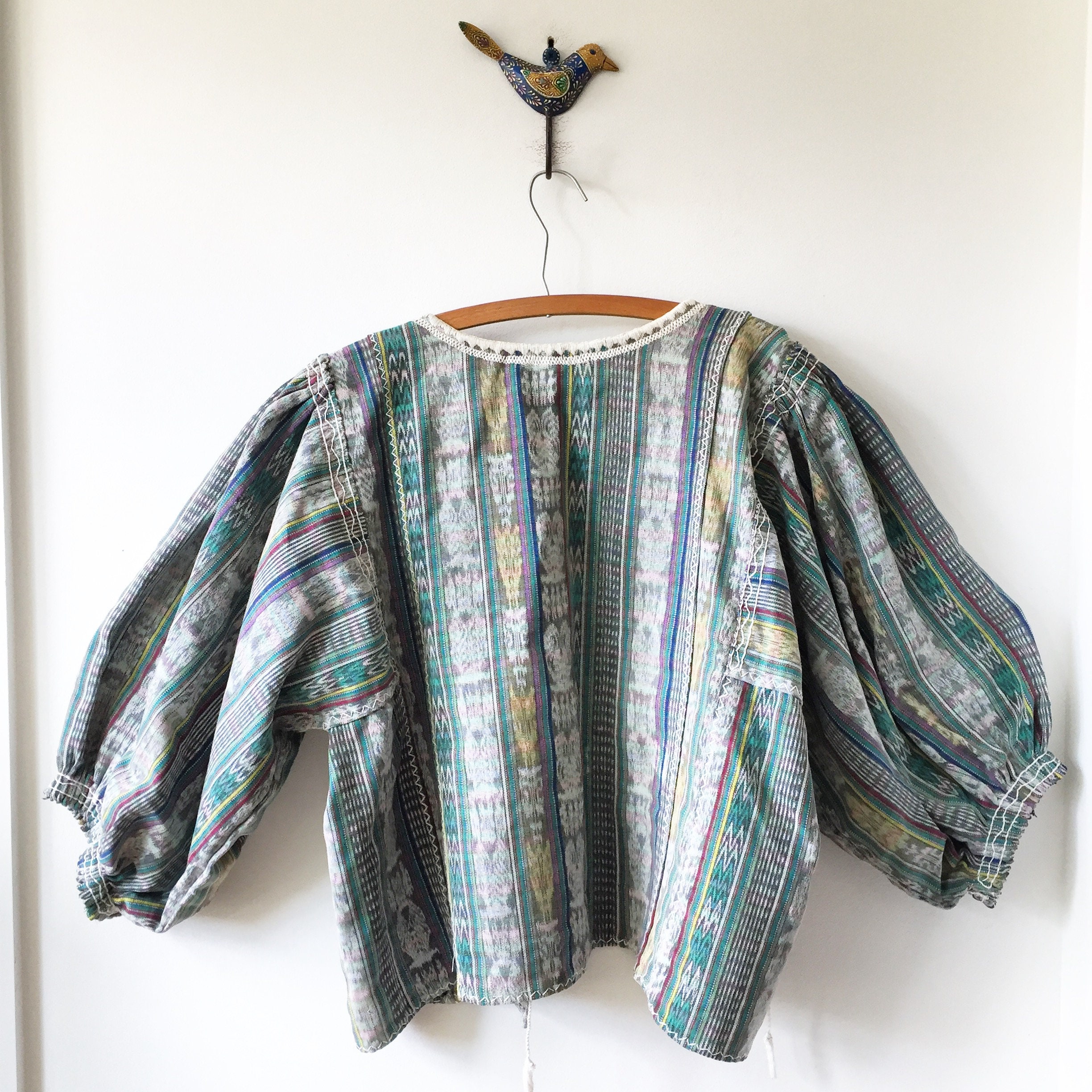 Vintage Mexican Embroidered Ikat Jacket , Puebla Tassed Jacket ...