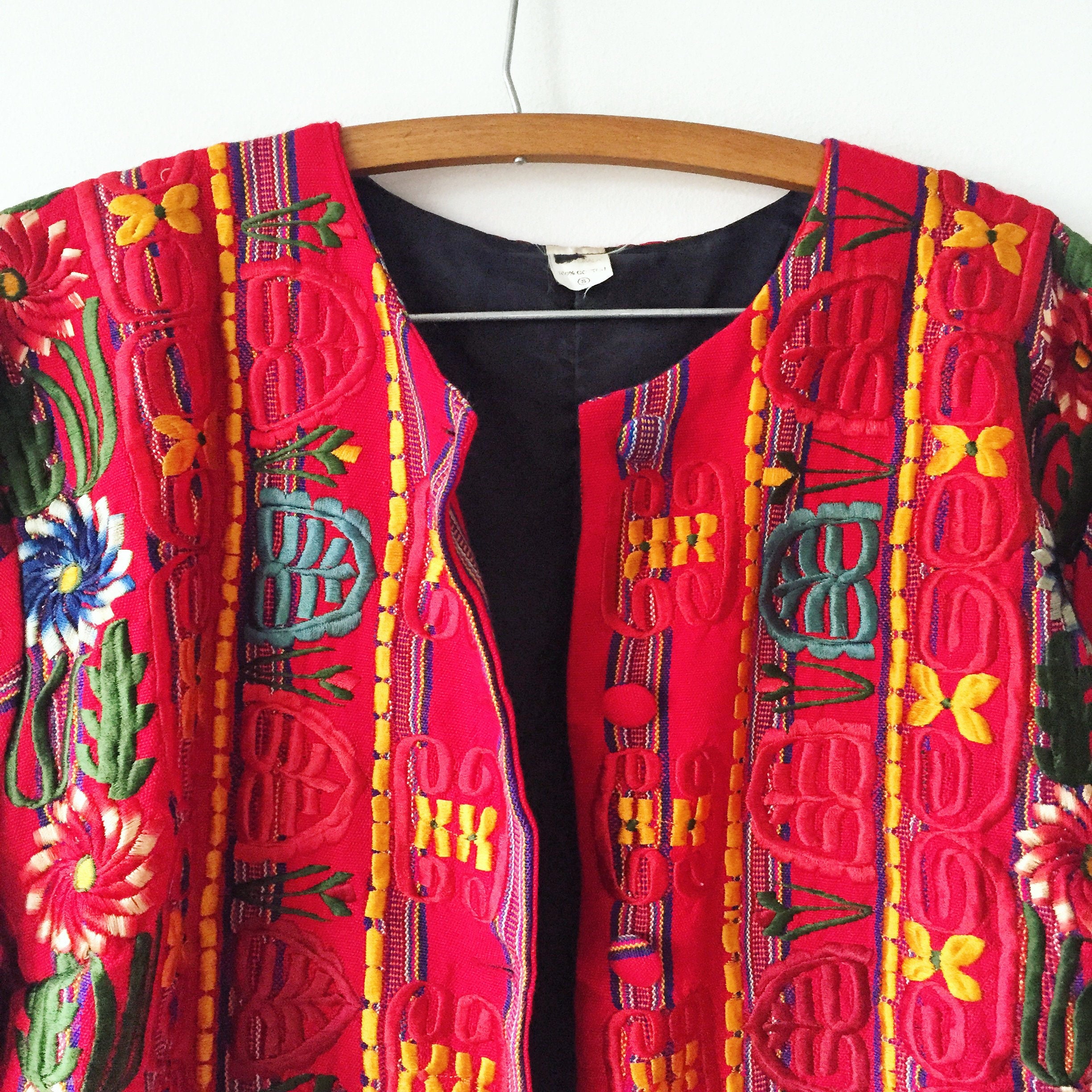 Vintage Guatemalan Embroidered Jacket , Ethnic Bolero Jacket