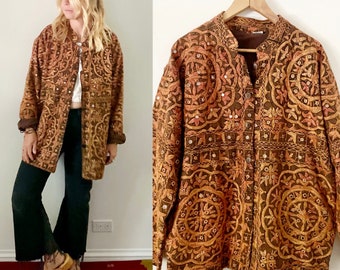 Vintage Indian Embroidered Mirrored Jack, Mirrored India Jacket , Ethnic BOHO Jacket