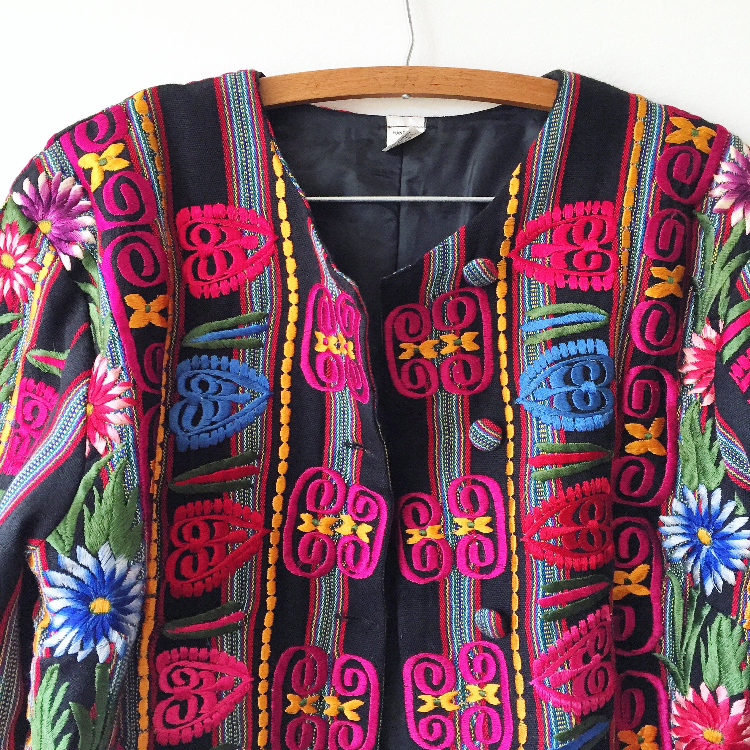 Vintage Guatemalan Embroidered Jacket , Ethnic Bolero Jacket