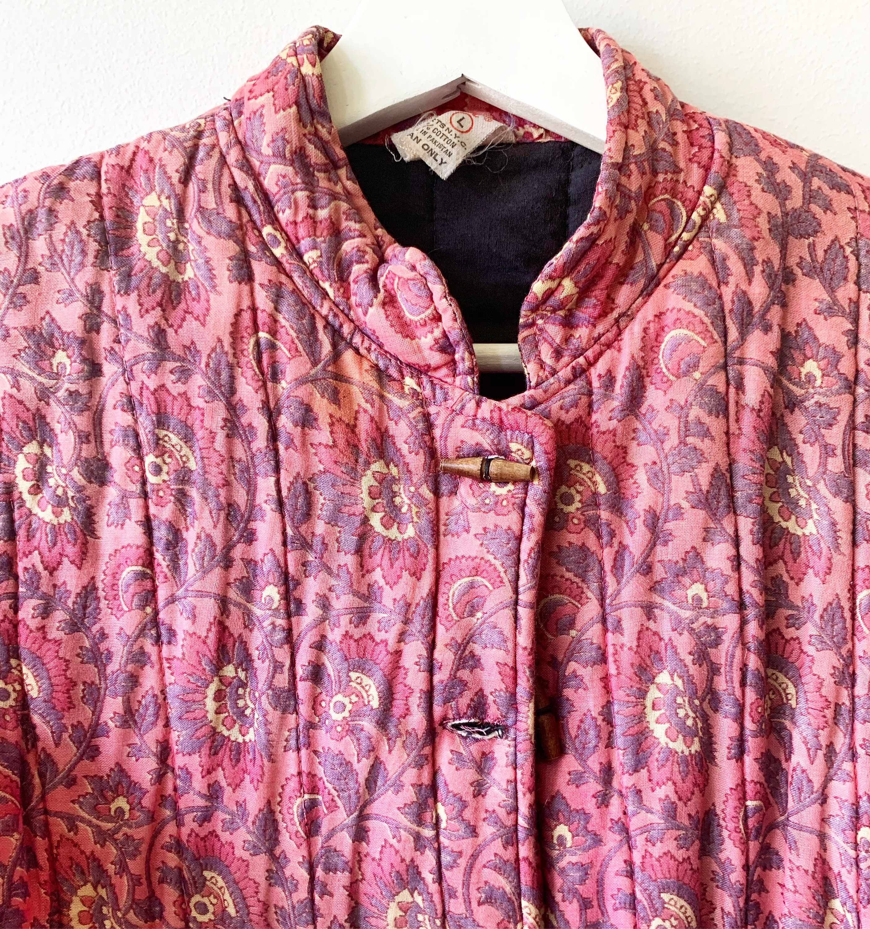 Vintage 70s Block Print Jacket , Quilted Indian Jacket