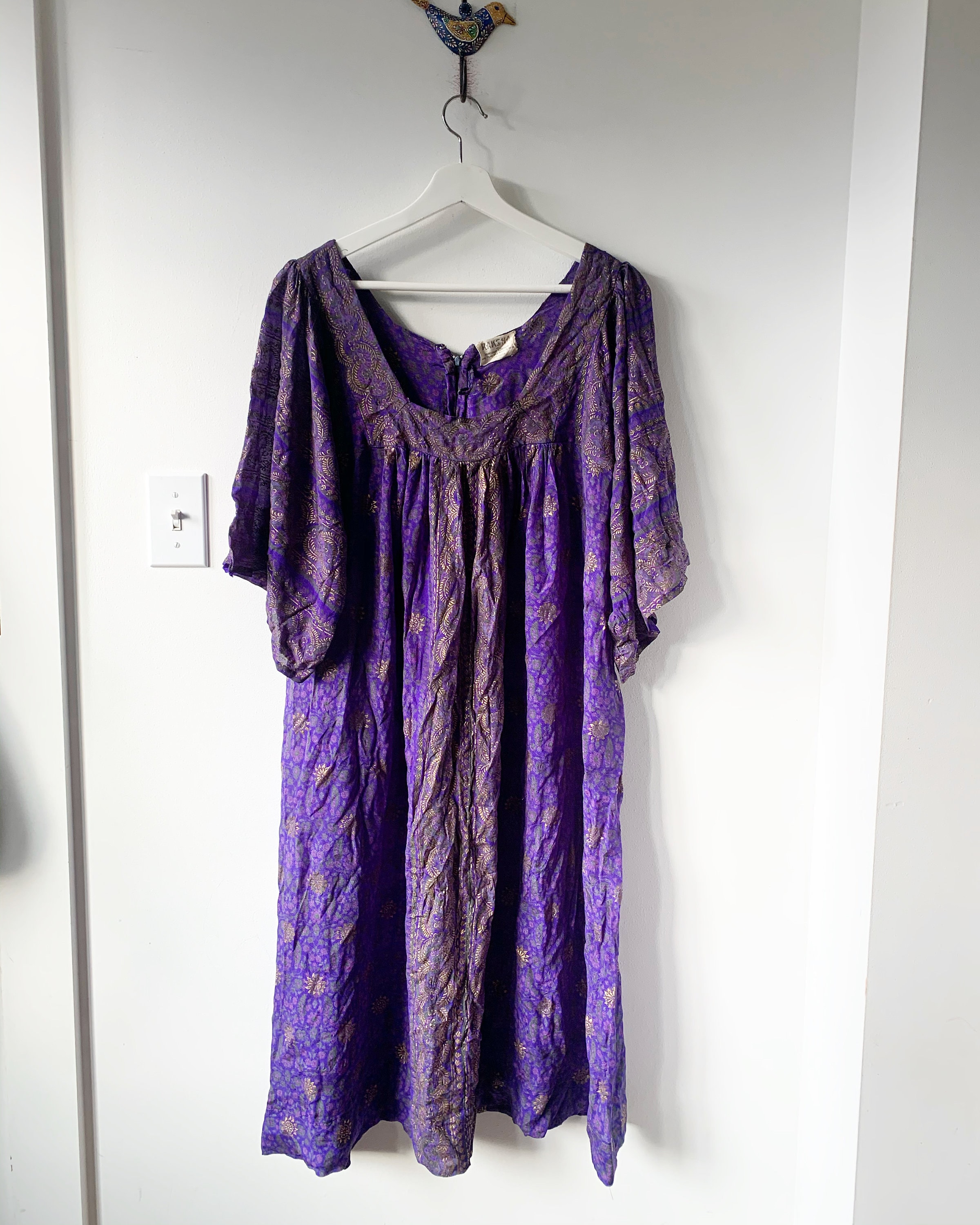 RESERVED // Vintage Raksha of Hindimp Silk India Dress , Block Print ...