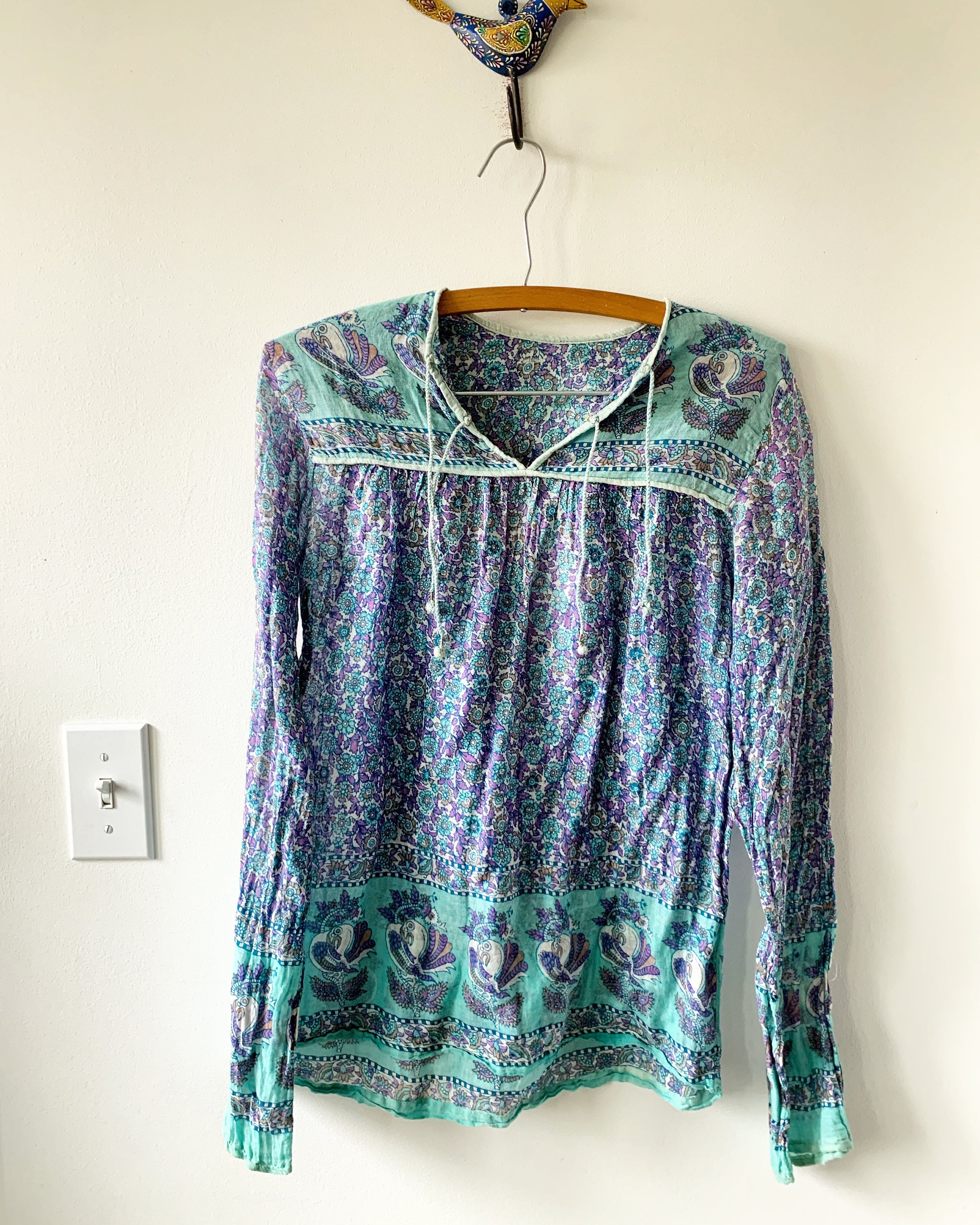 Vintage Indian Cotton Gauze Blouse , Gauze Top , Block Print India Blouse