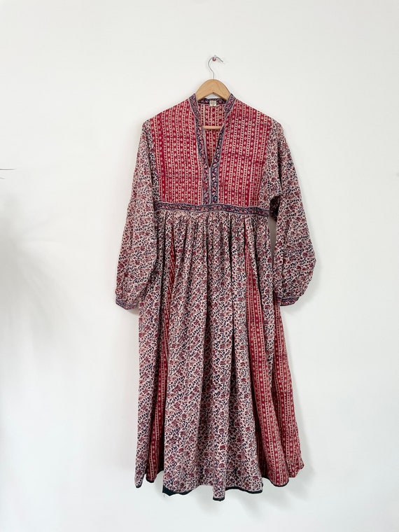 Vintage India Block Print Cotton Dress ,Paisley P… - image 2