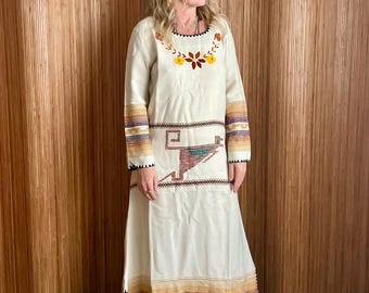 Vintage ethnischer handbestickter Kaftan - Boho Folk Art Maxi Kleid
