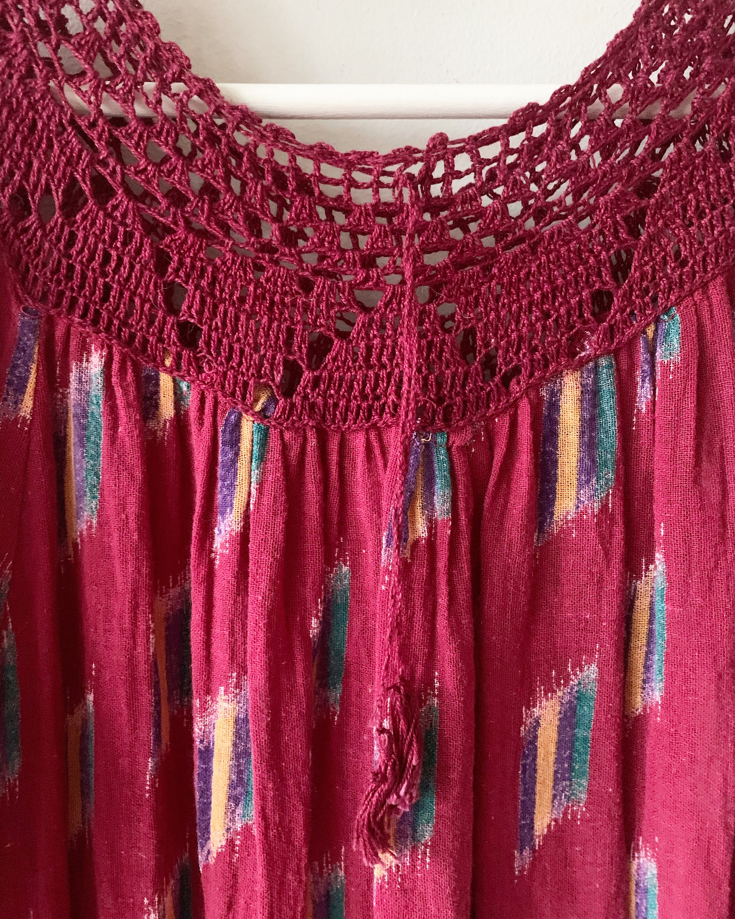 Vintage Indian Cotton Dress , Crochet Cotton Dress, Star of India Dress