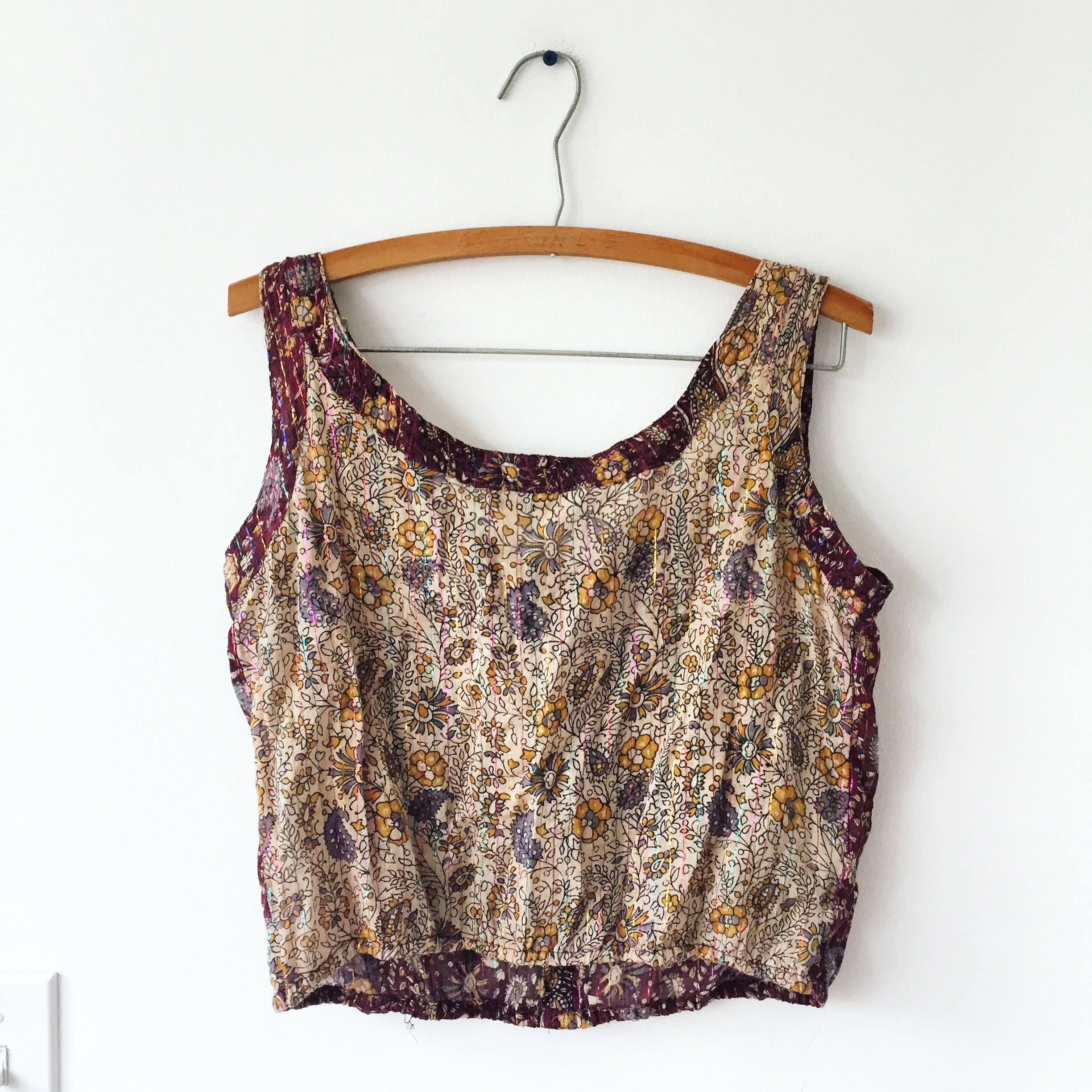 Vintage India Cotton Gauze Cropped Top