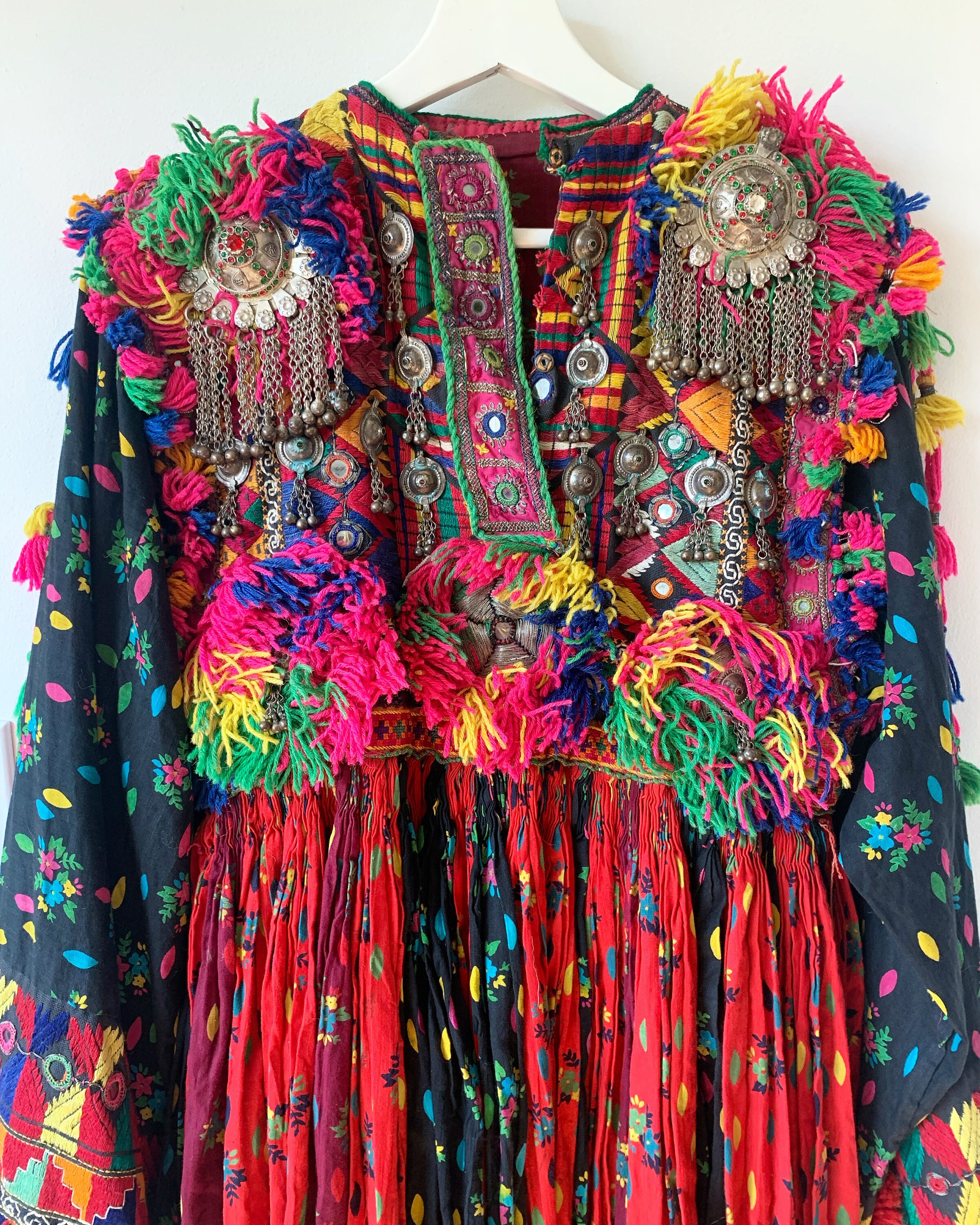 Antique Afghan Kuchi Tribal Dress , Beaded Embroidered Antique Afghan Kuchi Tribal Dress , Beaded Embroidered