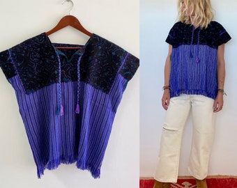 Hand Embroidered Huipil Top, Ethnic Embroidered Blouse , Chiapas Huipil