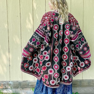 Antique Embroidered Pashtun Tribal Coat: Beaded Afghan Wedding Jacket
