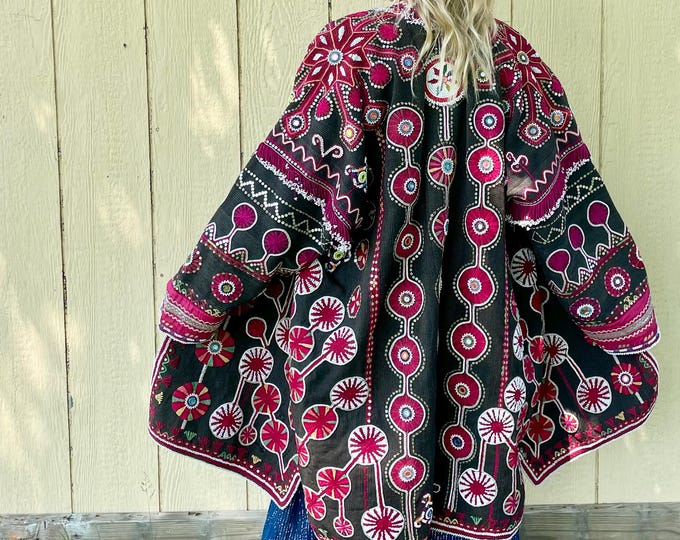 Antique Mangal Pashtun Tribal Ceremonial Jacket, Embroidered Beaded Tribal Wedding, Tribal Ceremonial Coat , Afghan Wedding Coat, Collectors