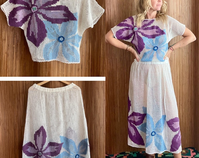 Vintage Cotton Crochet Skirt Set - Lim's Boho Resort Skirt & Top DEADSTOCK