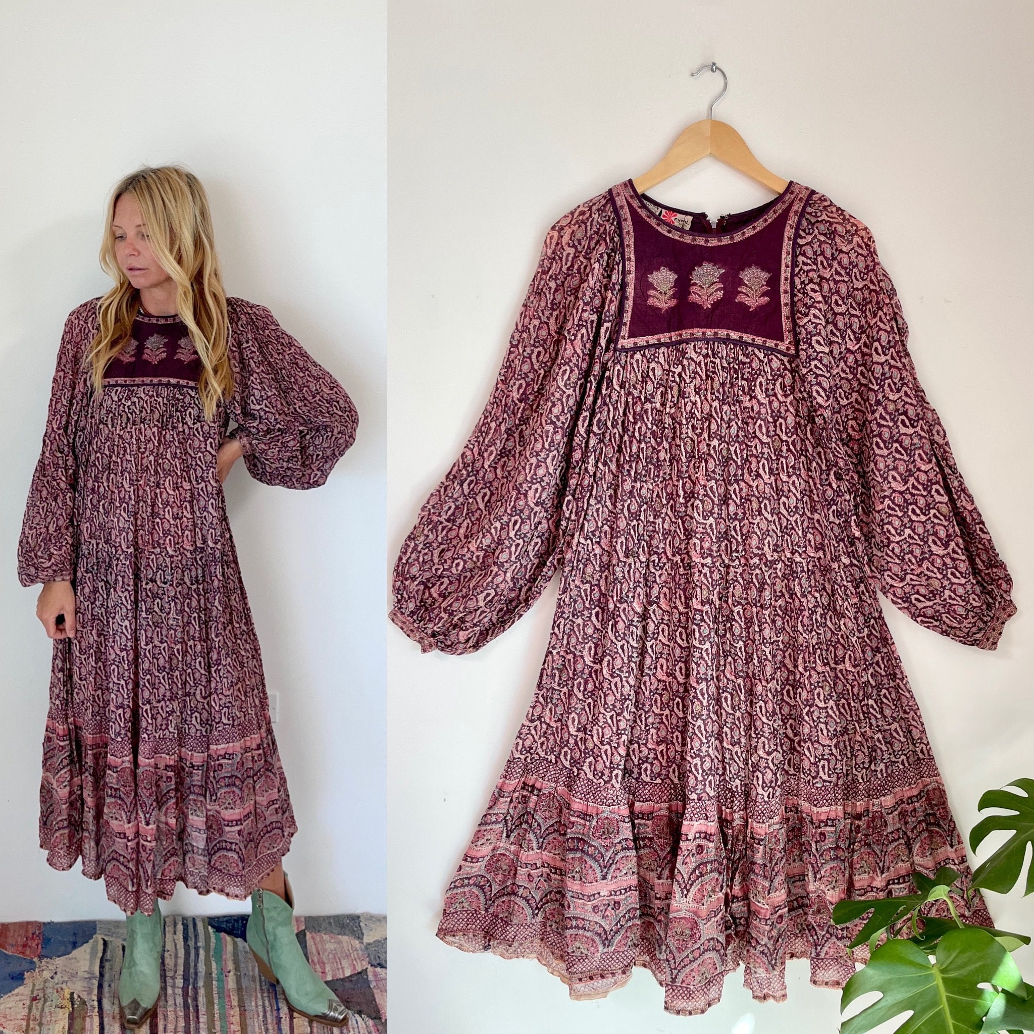 Vintage PHOOL Block Print Cotton Dress ...