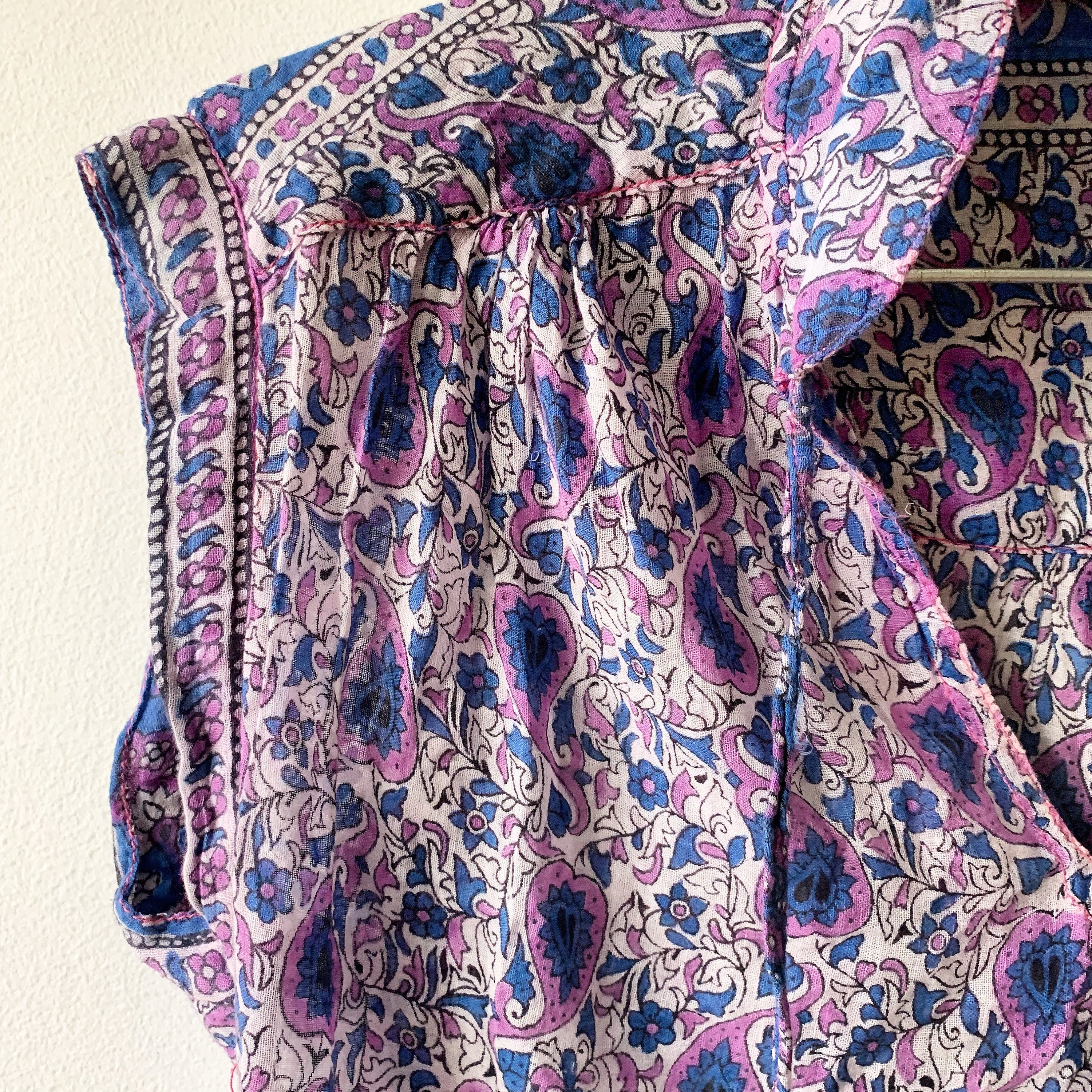 Vintag India Cotton Gauze Blouse , Indian Block Print Top