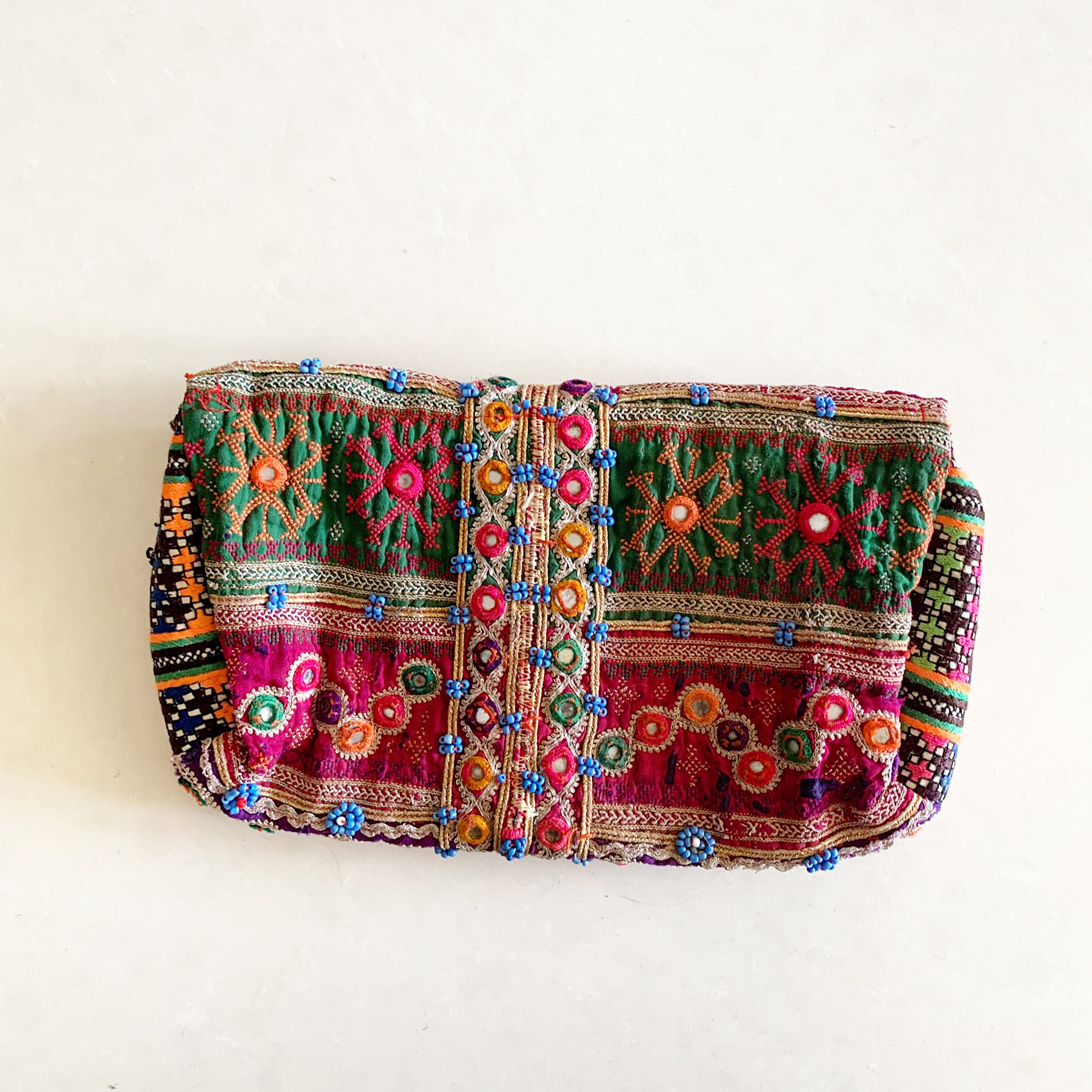 Vintage Textile Clutch , Banjara Bag