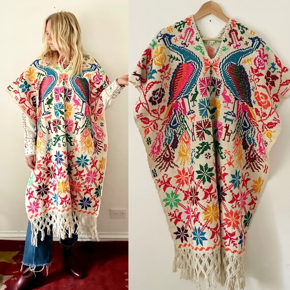 Vintage 60s Mexican Hand Embroidered Hand Loomed  